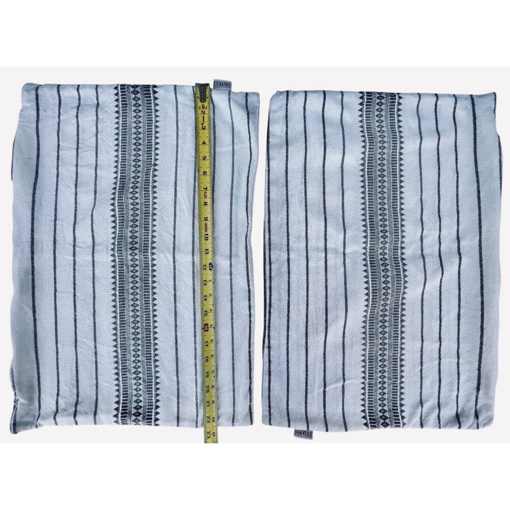 Urban86 Pair Of  Striped Cotton Pillow Covers Zippered 22.5” x 15.5”